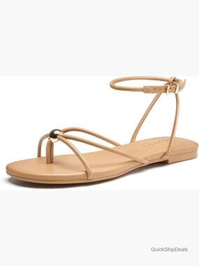 Comfortable Strappy Flat Sandals with Ankle Strap for Women